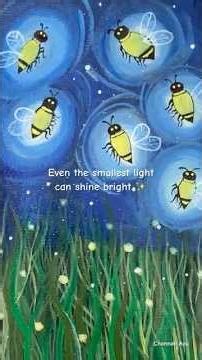 Glowing Fireflies at Night ✨ Mini Painting #fireflies #night #light #painting #garden #relax