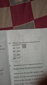 What is the chemical composition of quicklime?(A) CaS  (B) M... | Filo