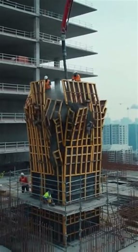 Shocking Concrete Formwork Collapse During Pouring — Realistic Construction Disaster Scene 4K