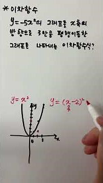 중3수학 이차함수y=ax²이 x축 방향으로 평행이동 했을 때 그래프 식 구하기 #이차함수 #표준형
