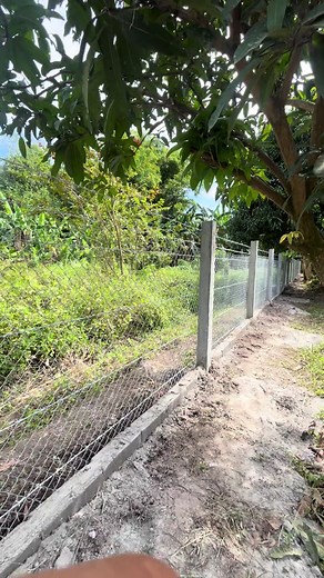 Almost finished na. Precast fence using 5x5x8ft precast post. 6ft height fence. Heavy duty Cyclone with 6 layers barbedwire with CHB below. Customize order by the client. #gonzalesfencesolutions #fence #bakod #precastconcrete #perimeterfence