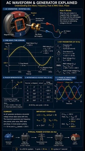 Created a detailed 3D animation explaining AC waveform, including sine wave, frequency and phase