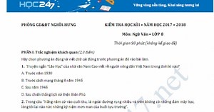 Đề thi HK 1 môn Ngữ văn lớp 8 năm 2017 Trường THCS Nghĩa Hưng