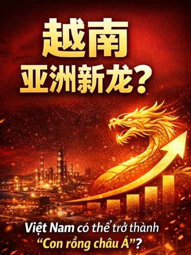 越南未来10年会不会成为新的亚洲之龙？ 10 năm tới Việt Nam có thể trở thành “con rồng châu Á” mới? Can Vietnam Become the Next Asian Tiger in the Next 10 Years? 过去几十年 亚洲曾出现过四个经济奇迹： 韩国、台湾、新加坡、香港。 它们被称为“亚洲四小龙”。 今天，越来越多经济学家开始讨论： 越南会不会成为新的亚洲之龙？ 人口、制造业、贸易和外资 正在同时推动越南经济加速发展。 未来十年 可能是越南经济最关键的十年。 #越南经济#亚洲经济#全球制造业#越南发展#经济趋势