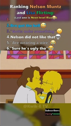 Ranking Lisa Simpson and Nelson Muntz Flirting! 😳😳 #thesimpsons