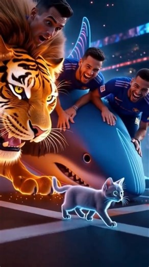 Ronaldo Messi Neymar Mbappé — Giant Neon Animals Gone Wrong #football #ronaldo#messi #neymar #mbappe