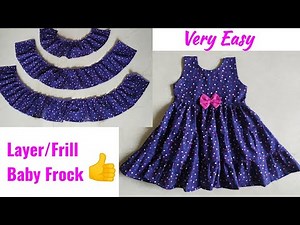 3 Layer/Frill Baby Frock Cutting and Stitching for 2-3 year