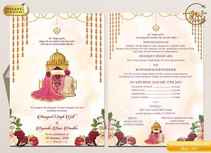 Punjabi Wedding Card as Anand Karaj Invitation & Sikh Wedding Invite Indian, Punjabi Wedding Invite as Sikh Invitations Sikh Wedding Card - Etsy Canada