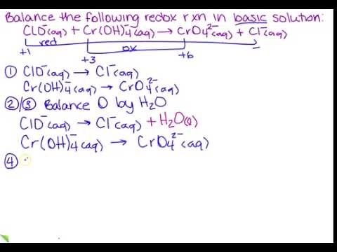 Balance the following redox reaction in basic solution - all steps shown -11 min