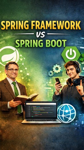 suhail on Instagram: "Spring Framework and Spring Boot may look similar, but they are not the same. Spring gives you control and robustness. Spring Boot gives you speed and simplicity. If this helped, drop a ❤️ If it cleared your confusion, save this reel 🔖 #SpringFramework #SpringBoot #JavaDeveloper #BackendDeveloper #Programming"