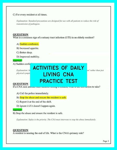 CNA Practice Test: Activities of Daily Living (ADL) Mastery to Help You Pass Fast!