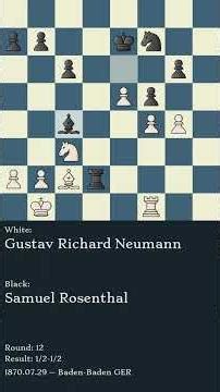 Gustav Richard Neumann vs Samuel Rosenthal | Round 12 | Baden-Baden, 1870 #chess