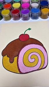 🍒 Cherry Cake Sand Art 🍒 #sandart #asmrsounds #usareels #oddlysatisfying #satisfying #relax #sandpainting #asmr #satisfyingvideo | Sand Art Coloring ASMR