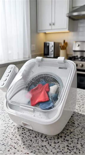 Watch this mini washing machine clean tiny clothes in a super satisfying way. #satisfying #cleaning #miniwashingmachine #oddlysatisfying #washing