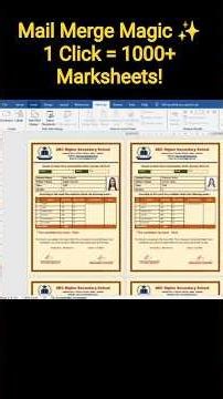 Mail Merge Magic ✨ Generate 1000+ Marksheets in 1 Click! | MS Word Tutorial #shorts