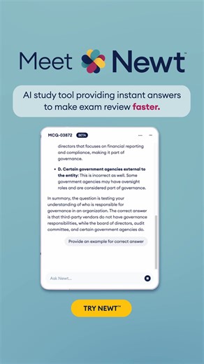 2.6K views | Becker students can now get immediate answers and instant insights with Newt™ AI! Built with Becker's curriculum, you’ll get the accurate, reliable information you need in seconds so you can keep your momentum going strong. | Becker Accounting | Facebook