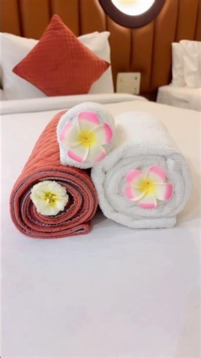 Easy Way Of Rolling Bath Towels | #bathtowelfolding #housekeeping #shorts