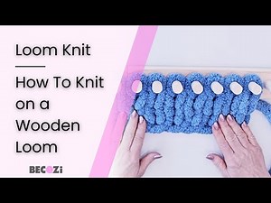 HAND KNITTING ON WOODEN LOOM