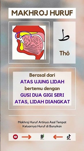 16 | MAKHROJ HURUF | tho' (ط) | Asal Tempat Keluarnya Huruf Hijaiyyah di Bunyikan