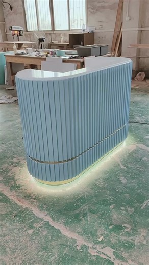 Reception desk • beauty cabinet • Mall kiosk | 😍Naiad Reception Desk, 59inches, MDF ,Gloss Finish #m2retail 🔥Materials: • MDF engineered wood structure • 50% gloss lacquer finish • Gold... | Instagram