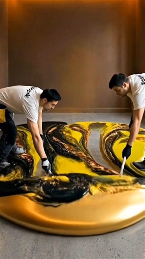 Quarto Epóxi Preto e Amarelo Surreal 🤯 | Surreal Black Yellow Epoxy Room #epoxyfloor #epoxy #shorts
