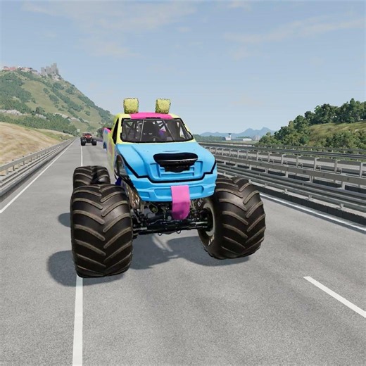 Huge Wheels Monster Trucks Freeway Full Throttle Insane