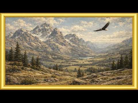 (4K) Mt. Eagle Acrylic Painting | Gold Frame TV Art | TV Screensaver | 1 Hour