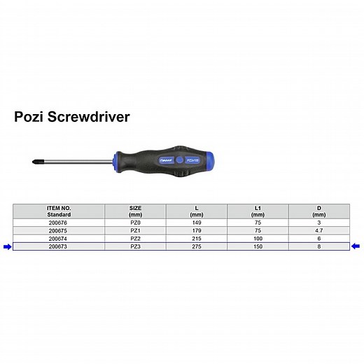 POZI SCREWDRIVER STANDARD PZ3 X 150 MM