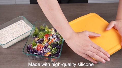 3 Cup Rectangle Silicone Storage Cover Lids Replacement for Pyrex 7210-PC Glass Bowls, (Container not Included) 2 Pack, Microwave, Dishwasher and Freezer Safe (Cherry Red)