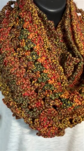 Handmade Crochet Infinity Scarf – Fall Colors, Circle Loop Design