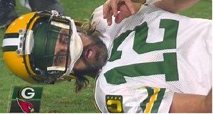 Aaron Rodgers' Face After Taking Big Hit On TD Pass Vs Cardinals Becomes An Instant Meme