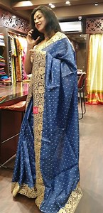 2.3K views · 100 reactions | Tussar silk saree with embroidered buttas following with cutwork border Code 15223 For queries WhatsApp 9846355800 or call 04844044800 | AshimaFashionstore | Facebook