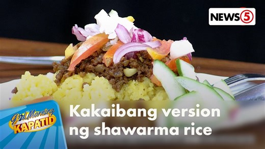 SHAWARMA RICE AND EVERYTHING NICE Nakatikim ka na ba ng kanto-style shawarma rice? Subukan ang pinasarap version ng shawarma rice kasama si K Brosas – mabilis lutuin, at perfect na baon! For more latest stories, visit us at www.news5.com.ph | News5