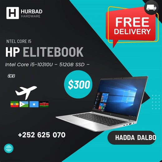 HP EliteBook 830 G7 | 13.3″ | Intel Core i5-10310U – 512GB SSD – 16GB RAM | Win 11 Pro Hadda Dalbo: https://hurbadhardware.com/product/hp-elitebook-830-g7-13-3-intel-core-i5-10310u-512gb-ssd-16gb-ram-win-11-pro/ WhatsApp: https://wa.me/447970551162  Deliverygu waa bilaash magaaladii aad kaga sugan tahay bariga Africa ama wadamada geeska waa laguugu keenayaa insha allah | Hurbad Institute of Technology | Facebook