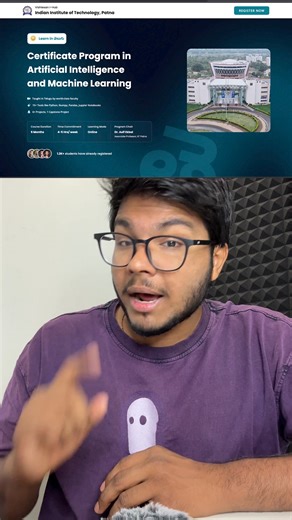 Finding AI & ML concepts difficult due to language barriers? • Learn everything in Telugu • Beginner-friendly lessons for Python, Data Science & ML • 15 tools, 6 real projects • Industry-oriented curriculum Gain the skills you need to enter high-growth tech careers without struggling with English-heavy content | I-Hub IIT Patna Artificial Intelligence and Machine Learning