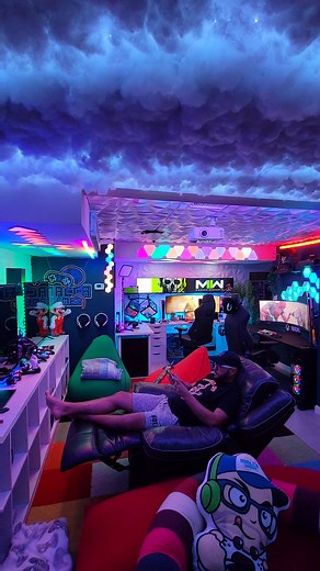 Sometimes I just wanna relax 😌 and enjoy the gameroom vibes 🥰 #setupgaming #setuplove #rgblights #gameroomsetup #rgbsetup #mancave #gamercave #setup