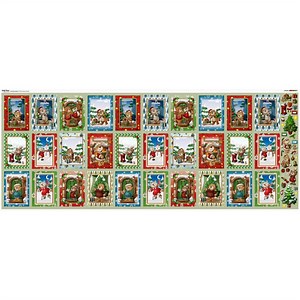 Debbi Moore Designs Christmas Bears Postcards Fabric Panel (140 x 58cm)