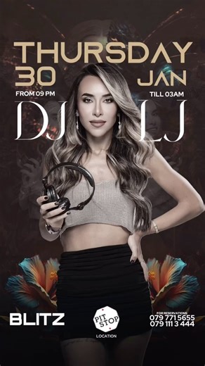 BLITZ | ‎DJ LJ 🇱🇧 IN AMMAN Thursday - الخميس At PitStop Thursday 30 JAN 9 PM TILL 3 AM Location: Pitstop Book Your Tables & Tickets Early...‎ | Instagram