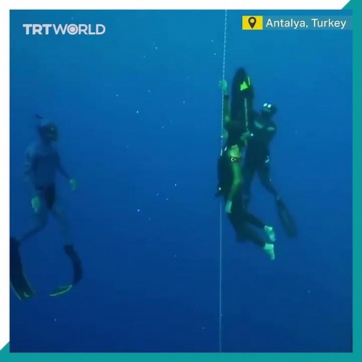 Turkish diver and athlete breaks world record for freediving
