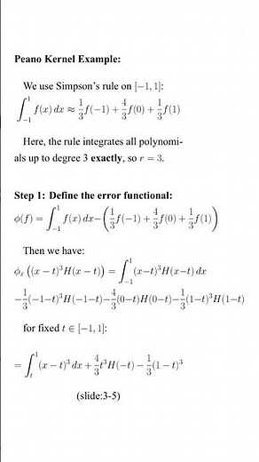 Peano Kernel Derivation of Simpson’s Rule (Numerical Analysis grad-level)