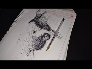 Cómo dibujar un pájaro en garabatos a bolígrafo paso a paso