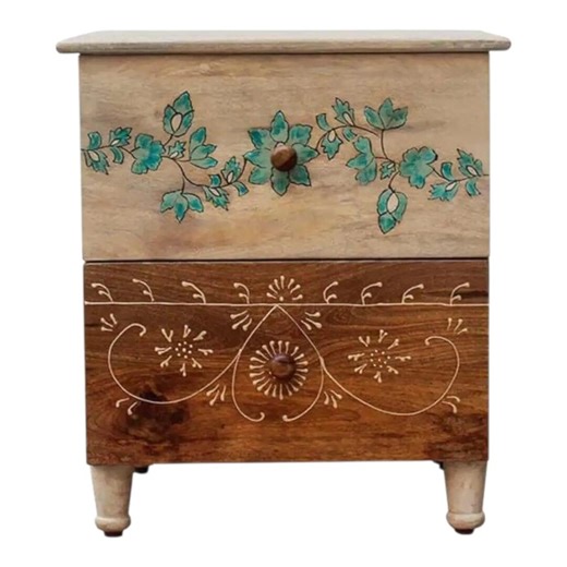 Handmade Mango Wood Nightstand | Distressed White Rustic Bedside Table - Etsy