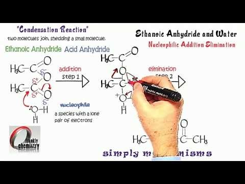 Simply Mechanisms 7e. Nucleophilic Addition Elimination (Ethanoic Anhydride & Water).
