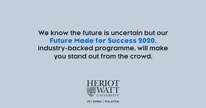 Check out our new industry-backed programme, Future Made for Success, which partners students with an array of leading industry employers like Cisco, Santander, Dyson and many more from business growth sectors, helping drive Scottish recovery post Covid19 and beyond. To find out more, visit http://hw.ac.uk/fmfs | Heriot-Watt University