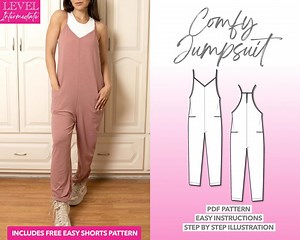Knit Cami Jumpsuit Sewing Pattern: Easy Women's Overalls (PDF Pattern, XS-XXXL) - Etsy