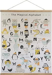Cute Alphabet Poster Animal, Linen Canvas Alphabet, Educational Animal Poster, Wall Decorative ABC Wall Poster For Kids Rooms, Nursery, Homeschooling Decor, 16x 24 Inch Wall Hanging Ready to Hang