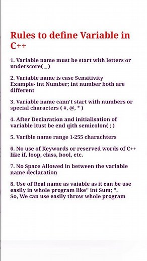 Rules to define Variables in C++ Program | Cpp Programming #variables #rules #cppprogramming