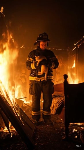 Brave Firefighter Saves a Trapped Kitten from a Burning House 🐱🔥 | A True Hero #facts #usa #shorts