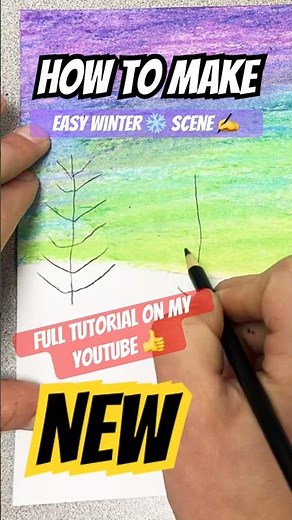 How to Make an EASY Winter Scene - step by step for Kids #art #winter #draw