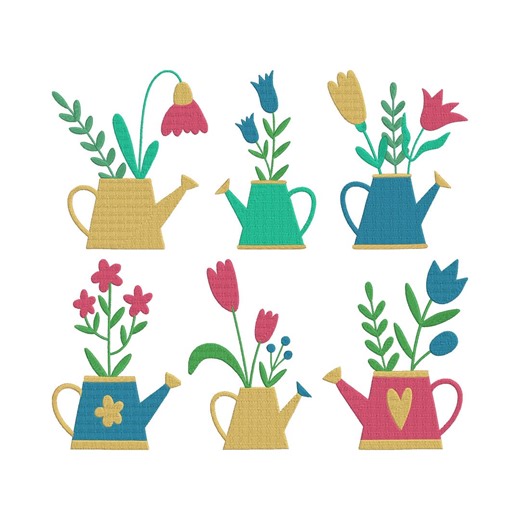 Watering Can Embroidery Design, Floral Garden Stitch Machine Embroidery File, 6 Design, 6 Size, Instant Download - Etsy